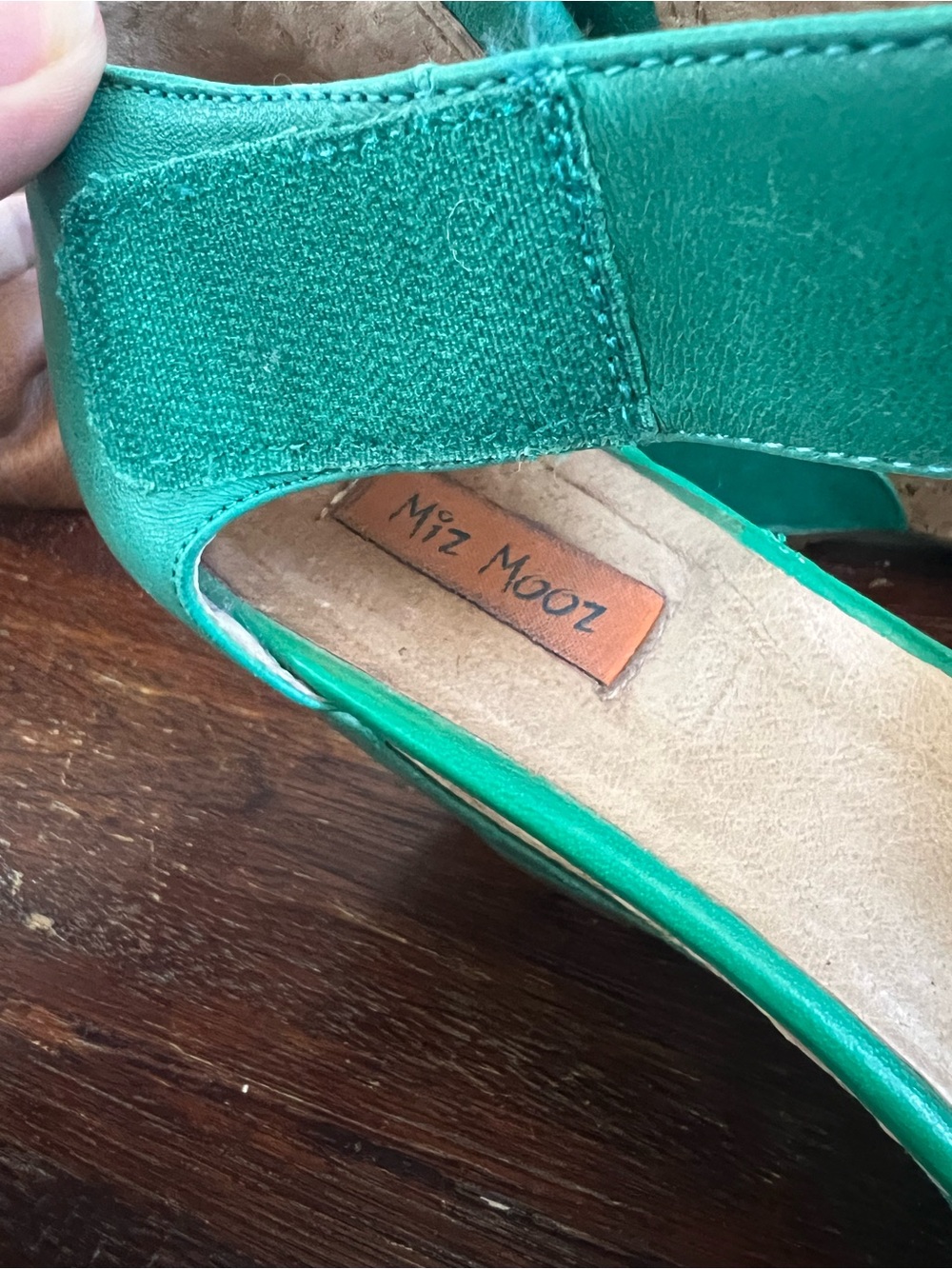 Miz Mooz Green Suede Cork Platform Wedge Sandals - Picture 4 of 8